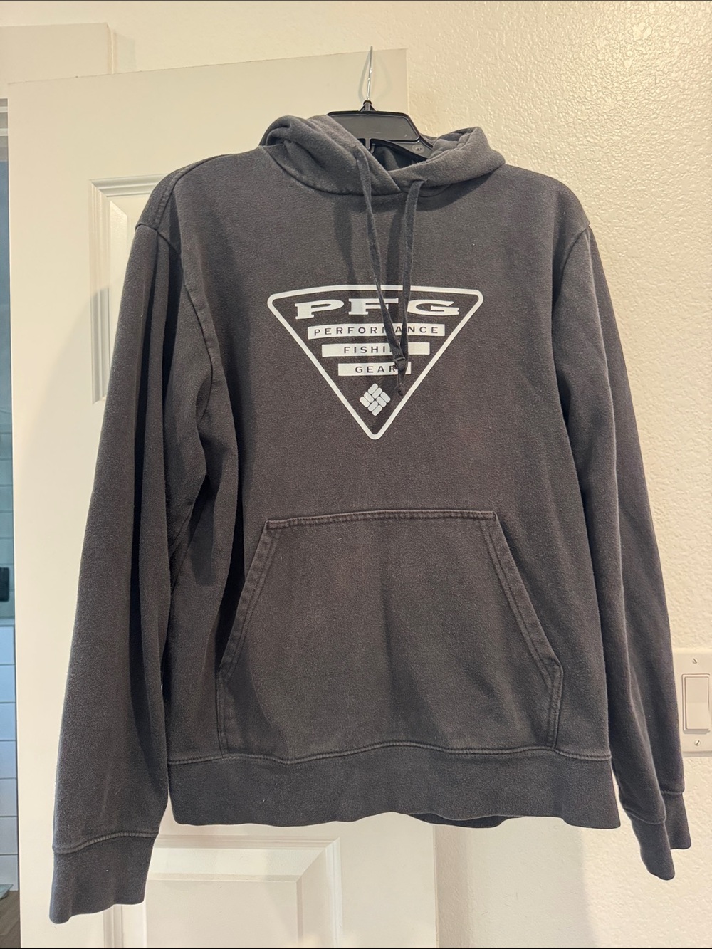 Columbia PFG Dark Gray Hooded Pullover with White Logo